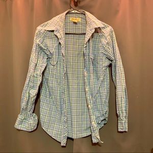 Eddie Bauer Women’s Small Green Plaid Button Shirt